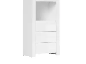 Display Cabinet Tall Unit Shelving Bookcase Modern White Gloss Oak Effect Holten