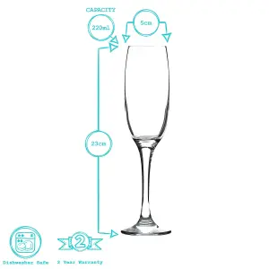 Argon Tableware - Classic Champagne Flutes - 220ml - Pack of 24 - Clear