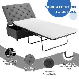 Costway 2-in-1 Convertible Sofa Bed Folding Ottoman Sleeper Space Saving Couch Lounger