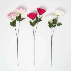 HOMESCAPES Artificial Chrysanthemum Single Stem Set of 3, 60cm