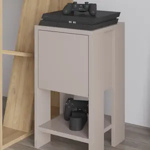 Atharv Bedside Table with Drop-Door Storage and Open Shelf for Versatile Living Dark Grey