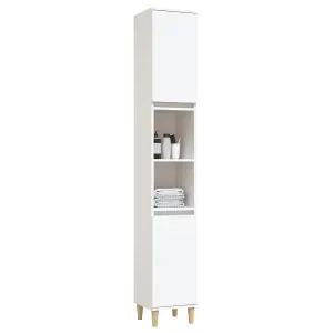 Berkfield Bathroom Cabinet White 30x30x190 cm Engineered Wood