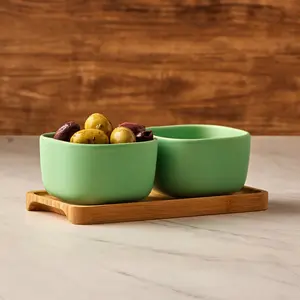 Share Square Bowls (Set of 2) Green