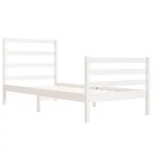 Berkfield Bed Frame White Solid Wood Pine 75x190 cm 2FT6 Small Single