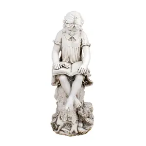 MARY Reading Girl 89cm Antique Stone Effect