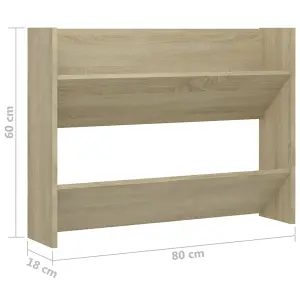 Berkfield Wall Shoe Cabinet Sonoma Oak 80x18x60 cm Engineered Wood