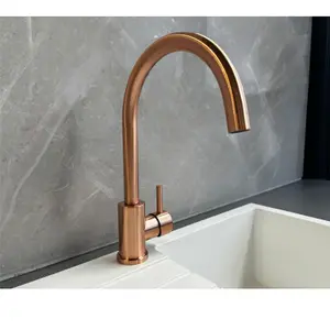 Liquida W06CP Swan Neck Monobloc Single Lever Copper Kitchen Mixer Tap