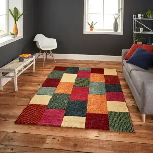 Multi Handmade Modern Easy to Clean Geometric Rug For Dining Room-160cm X 220cm