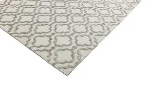 Grey Ogee Wool  Handmade Luxurious Modern Easy to Clean Handmade Geometric Dining Room Bedroom And Living Room Rug-160cm X 230cm