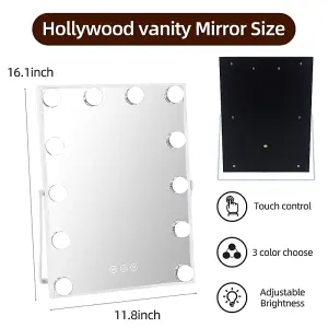 Matteo Hollywood Vanity Mirror 12 Dimmable LED Bulbs Tabletop SKU:MT003041UK