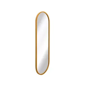 MirrorOutlet Vultus - New Gold Metal Framed Double Arched Wall Mirror 63" X 22" (160CM X 55CM)