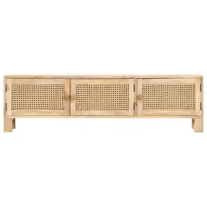 Berkfield TV Cabinet 140x30x40 cm Solid Mango Wood and Natural Cane