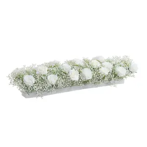 Artificial White Rose Flowers Arrangement for Home Wedding Decoration