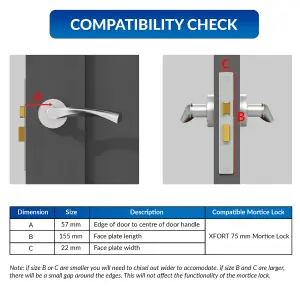 XFORT 3 Lever Satin Chrome Mortice Sashlock 75mm