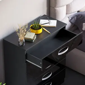 Vida Design Hulio Black High Gloss 5 Drawer Chest (H)900mm (W)750mm (D)360mm