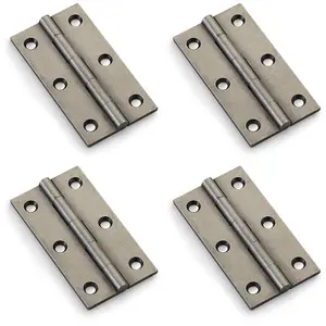 4 PACK - PAIR Solid Brass Cabinet Butt Hinge - 75mm - Pewter Premium Cupboard Fixings