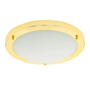 Litecraft Mari Brass Large Flush Bathroom Ceiling Light