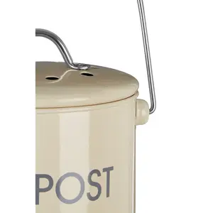 Interiors By Premier Lightweight Design Cream Composite Bin With Handle, Durable Bin With Handle, Odour Control Storage Bin