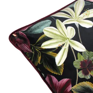 Evans Lichfield Midnight Garden Floral Rectangular Piped Feather Filled Cushion