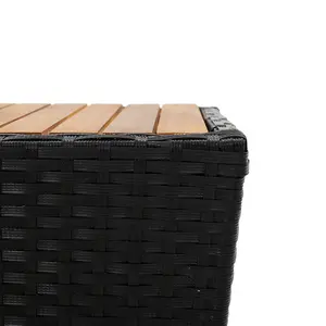 Berkfield Tea Table Black 41.5x41.5x43cm Poly Rattan and Solid Acacia Wood