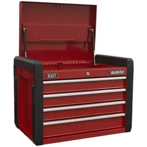 Heavy Duty 4 Drawer Tool Chest Storage Unit - 663mm x 431mm x 447mm in Red