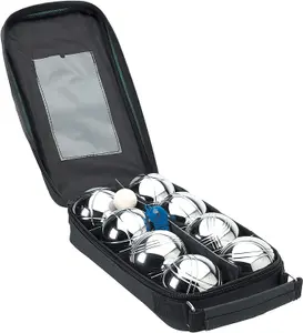 Set Of 8 Steel Boules French Boules Game Set With 29mm Wooden Jack And Measuring Device In Carry Case