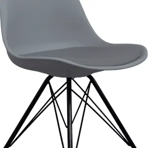 Soho Dark Grey Plastic Dining Chair with Black Metal Legs