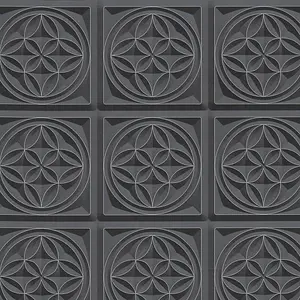 AS Creation 3D Tin Tile Charcoal Black Modern Contemporary Paste The Wall