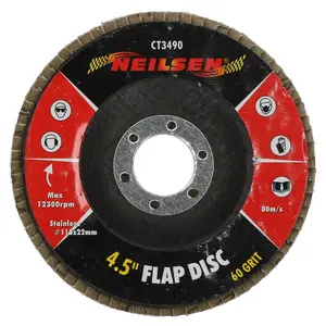 60 Grit Flap Discs Sanding Grinding Rust Removing For 4-1/2" Angle Grinders 5pc