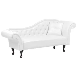 Right Hand Faux Leather Chaise Lounge White LATTES