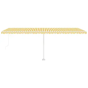 Berkfield Manual Retractable Awning with LED 600x350 cm Yellow and White