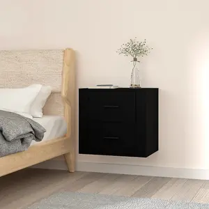 Berkfield Wall-mounted Bedside Cabinet Black 50x36x47 cm