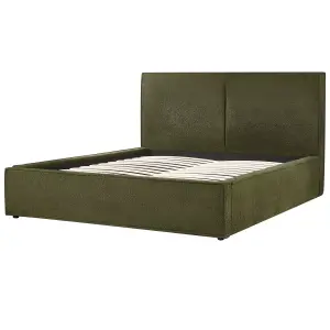 Boucle EU King Size Ottoman Bed Dark Green MOISSAC