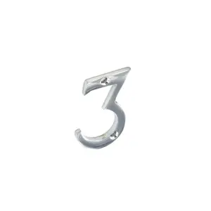 Securit 3 Chrome Door Number Silver (75mm)