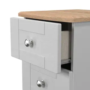 Sussex Ready assembled Grey & oak 3 Drawer Bedside chest (H)692mm (W)395mm (D)411mm