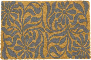 Grey Flower Swirls Pattern Doormat