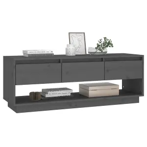 Berkfield TV Cabinet Grey 110.5x34x40 cm Solid Wood Pine