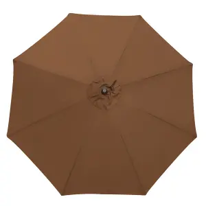 SunDaze 2.7M Coffee Garden Parasol Sun Shade Umbrella with Crank Handle & Tilt Mechanism