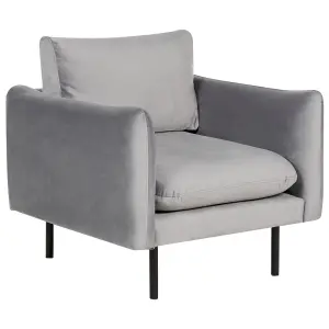 Velvet Living Room Set with Ottoman Grey VINTERBRO