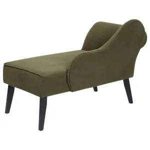 Left Hand Fabric Chaise Lounge Olive Green BIARRITZ