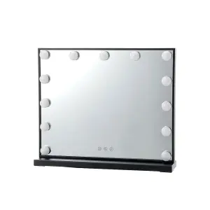 Black Hollywood Makeup Vanity Mirror with 13 LED Bulbs Dimmable 50cm (W) x 10cm (D) x 42cm (H)