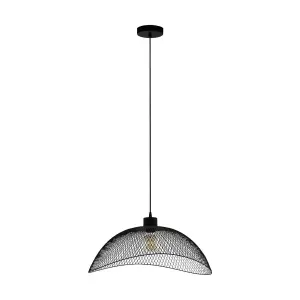 Hanging Ceiling Pendant Light Black Steel Mesh Shade 1x 60W E27 Feature Lamp