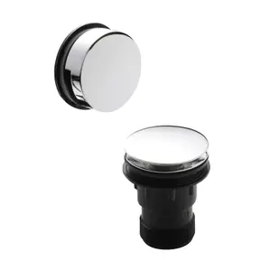 Easyclean Round Push Button Bath Waste with Minimalist Overflow for Baths up to 13mm Thick - Chrome