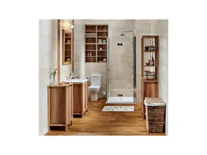 Bathroom Mirror 800mm Wall Mounted Square 80cm Oak Effect Frame Oak Classic