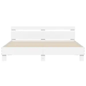 Berkfield Bed Frame with LED without Mattress White 160x200 cm