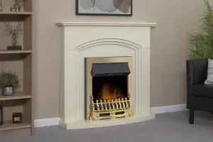 Adam Truro Fireplace in Cream with Blenheim Electric Fire in Brass, 41 Inch