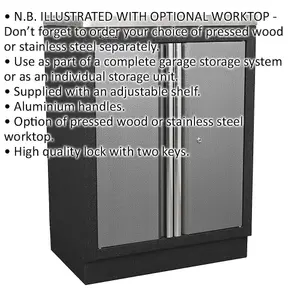 680mm Modular 2 Door Floor Cabinet with Adjustable Shelf and Aluminium Handles