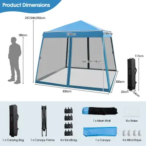 Costway Patio Outdoor Instant Pop-up Canopy Slant Leg Mesh Tent Foldable Gazebo