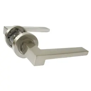 UNO-3 Door Handle Modern Satin Nickel Lever on Rose Internal Latch Doors Handles