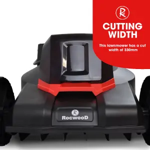 RocwooD Cordless Electric Lawnmower 33cm 20V 2 x 2.0AH Batteries & 1 x Charger